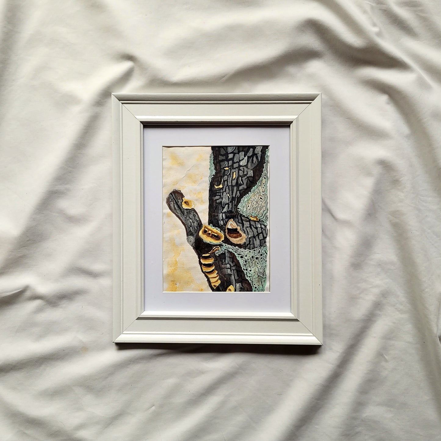 Lichen Mushroom Tree - Framed Original Artwork