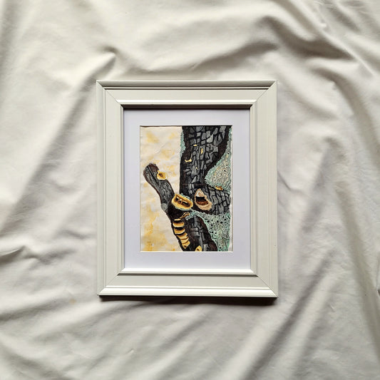 Lichen Mushroom Tree - Framed Original Artwork