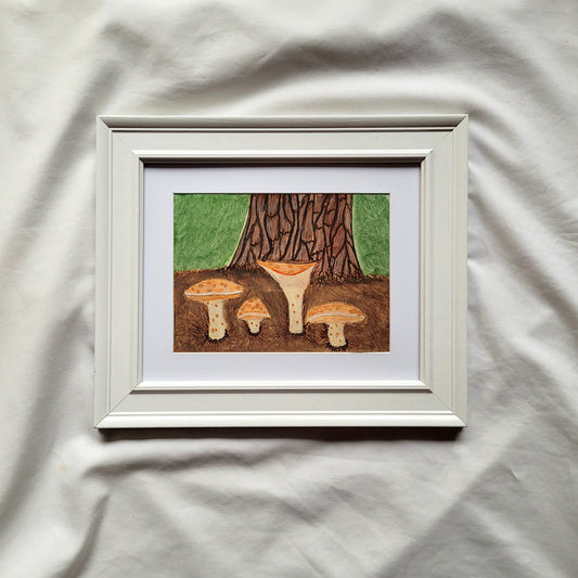 Saffron Milk Caps - Framed Original Artwork
